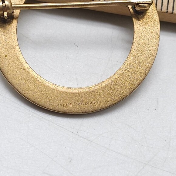 Vintage Wells 12K Gold-Filled Circle Pin Brooch Round Open Design - Picture 4 of 5